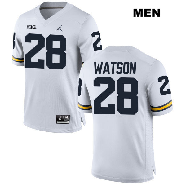 Men's NCAA Michigan Wolverines Brandon Watson #28 White Jordan Brand Authentic Stitched Football College Jersey EC25V37XH